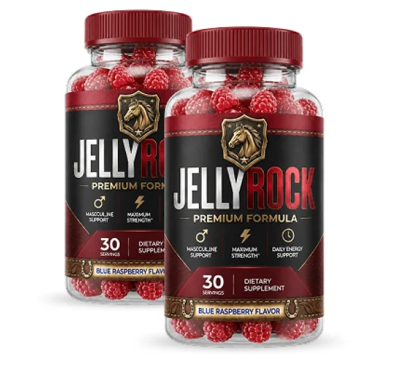 JellyRock masculine support blue raspberry gummy bottles